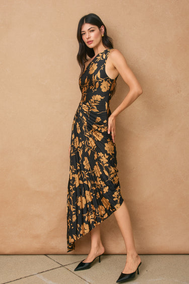 Milla Asymmetrical Pleated Maxi Dress