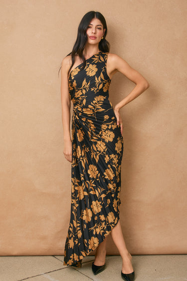 Milla Asymmetrical Pleated Maxi Dress