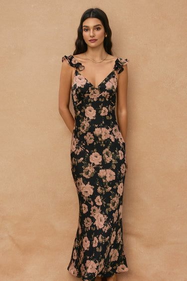 Melba Flutter Shoulder Maxi Dress