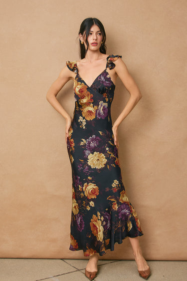 Selina Flutter Shoulder Maxi Dress