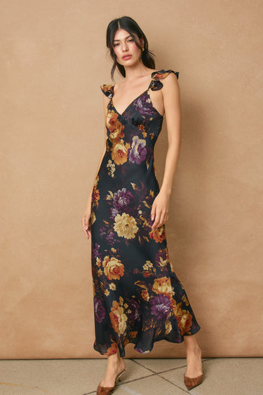 Selina Flutter Shoulder Maxi Dress