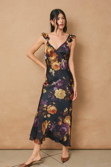 Selina Flutter Shoulder Maxi Dress