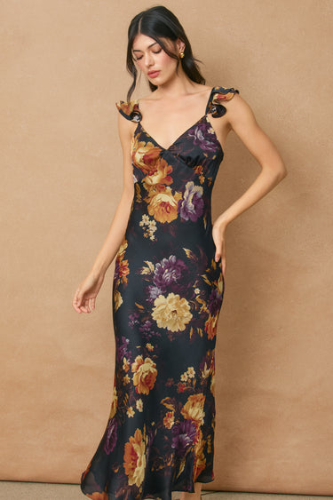 Selina Flutter Shoulder Maxi Dress