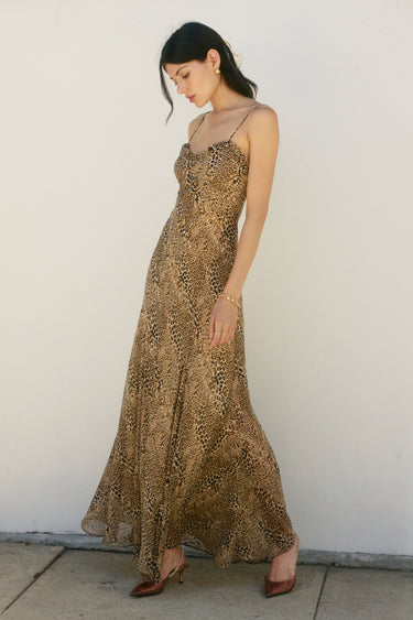 Gaia Ruffle Flared Maxi Dress