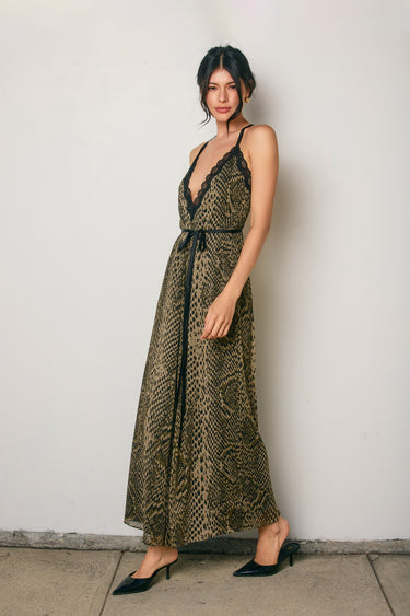 Abby Crossed Back Lace Maxi Dress