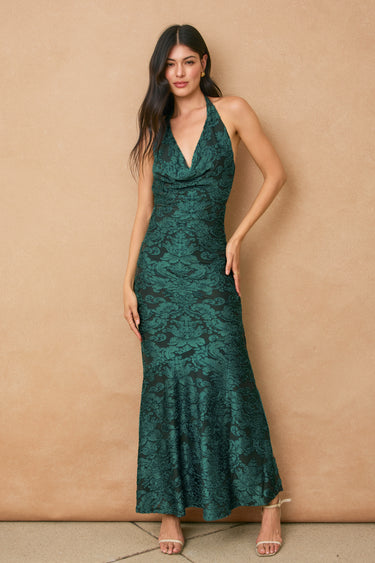 Jen Draped Halter Neck Maxi Dress