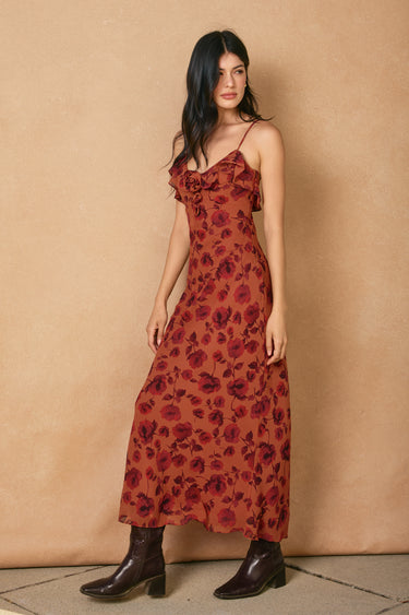 Valia Rosette Detail Maxi Dress