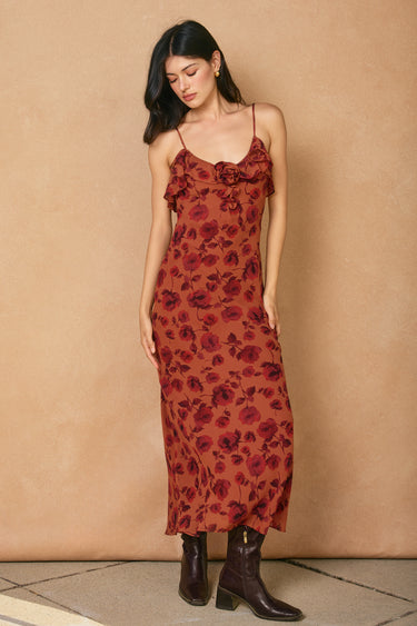 Valia Rosette Detail Maxi Dress