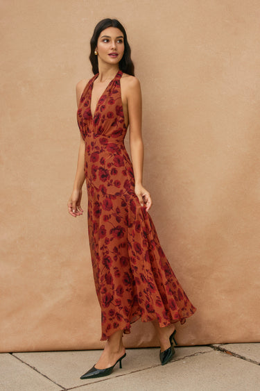 Valia Drop Waist Halter Neck Dress