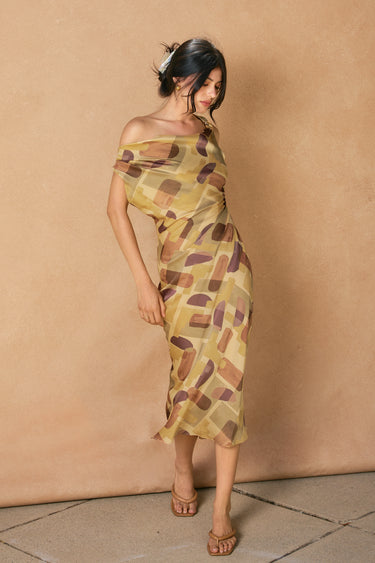 Eden Off The Shoulder Ruched Midi Dress