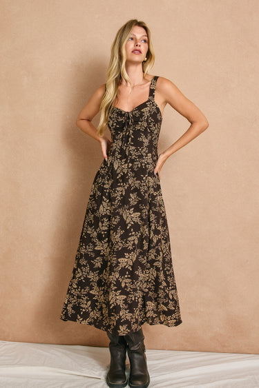 Lina Shirred Bust Midi Dress