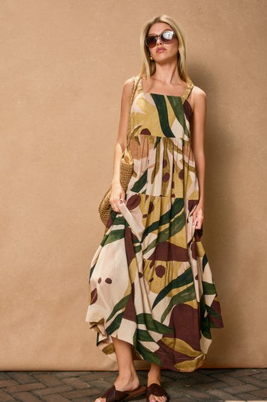 Elba Babydoll Tiered Maxi Dress