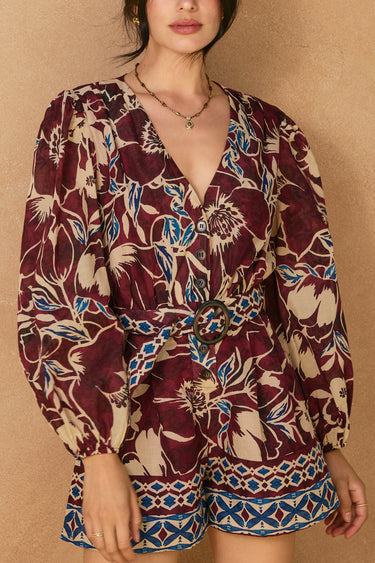 Anime Buckled Belt Bubble Sleeve Romper