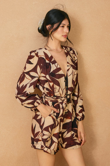 Ellery Buckled Belt Bubble Sleeve Romper